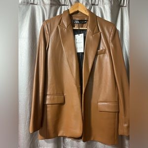 Zara Faux Leather Blazer